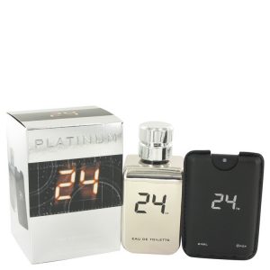 24 Platinum The Fragrance by ScentStory Eau De Toilette Spray + 08 oz Mini Pocket Spray 34 oz for Men